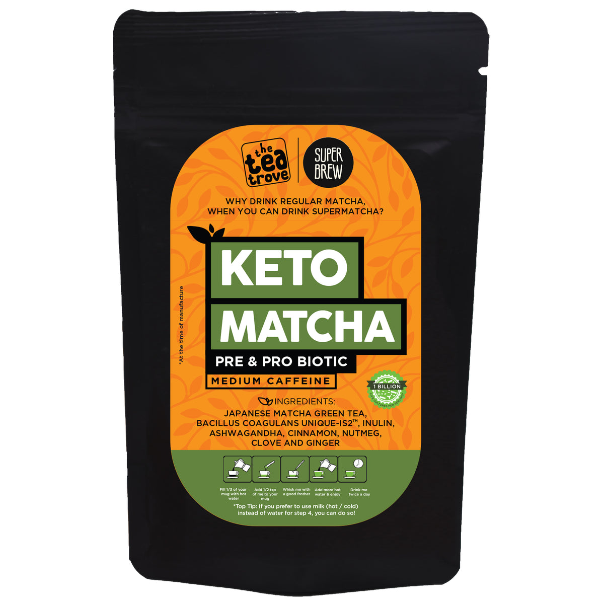 The Tea Trove Superbrew Keto Matcha Probiotic Drink Mix with Ashwagandha,  Ginger and Cinnamon for Immune System Boost, Gut Health, Detox, Energy -  Sugar Free, Healthy, Coffee Alternative – theteatrove