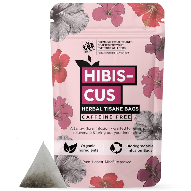 Organic Hibiscus Tea Bags - 40 Eco-Friendly Tea Bag in Reuseable Pouch