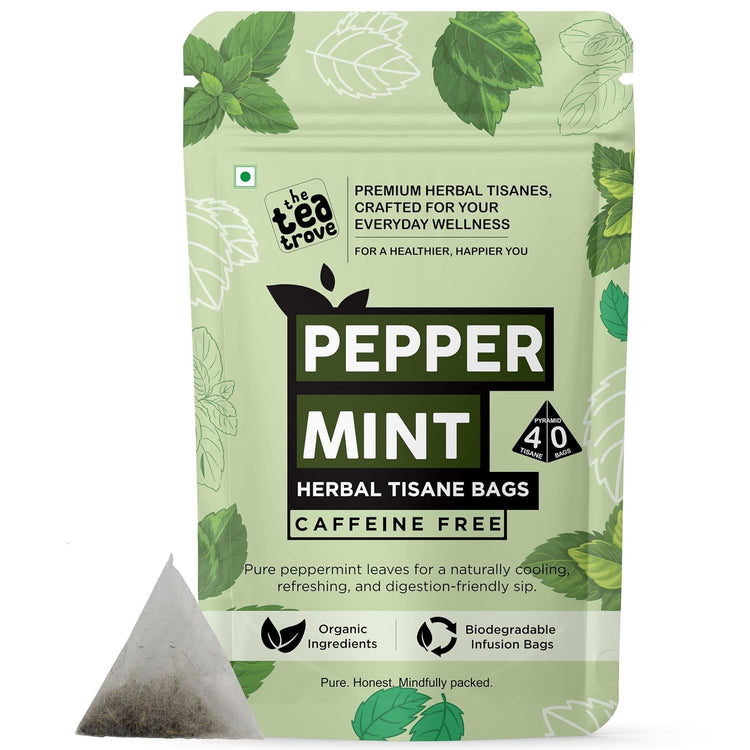 Organic Peppermint Tea Bags - 40 Eco-Friendly Tea Bags