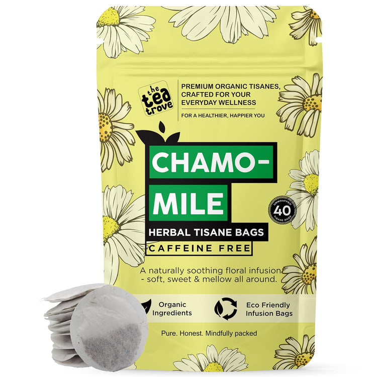 Organic Pure Chamomile Tea Bags - 40 Eco-Friendly Tea Bag