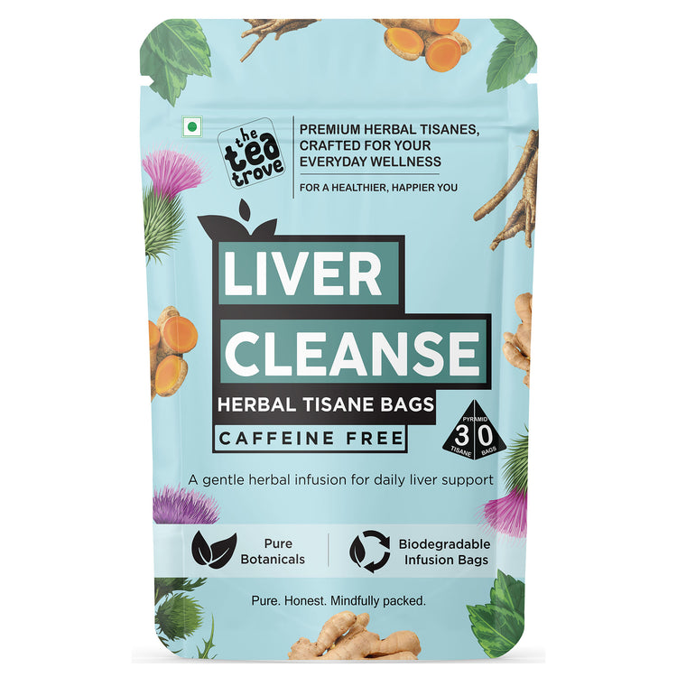 FVTB Liver Cleanse Tea Bags – Liver Detox Herbal Tea blend - 30 Milk Thistle Tea Bags with Dandelion Root, Ginger, Fennel, Peppermint & Turmeric for Fatty Liver Detox Tea Bags- 60g