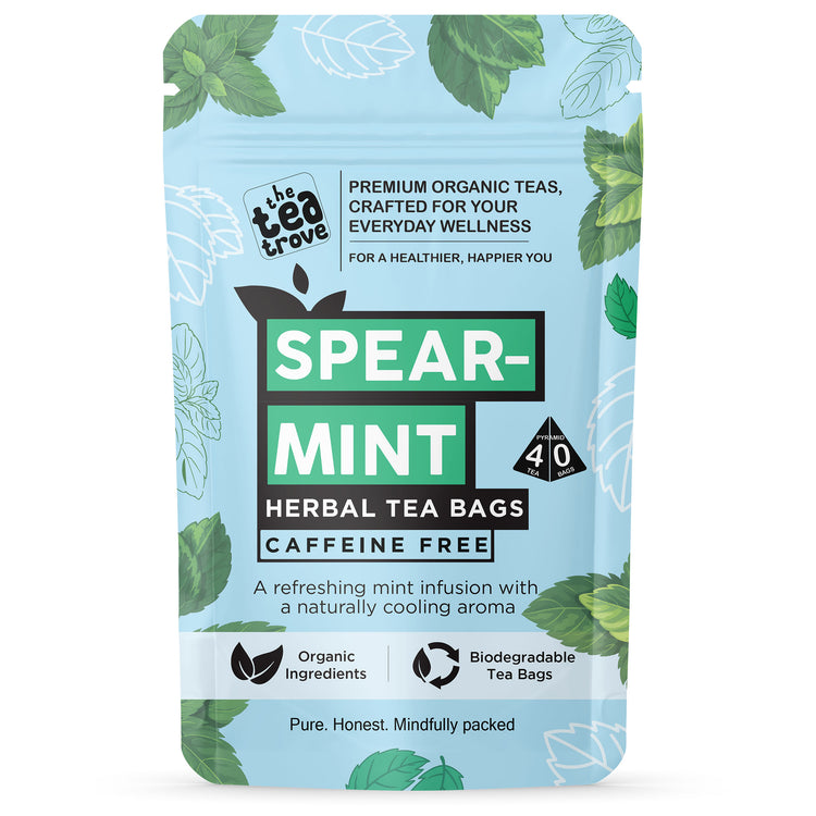 Organic Spearmint Tea Bags - 40 Eco-Friendly Tea Bags