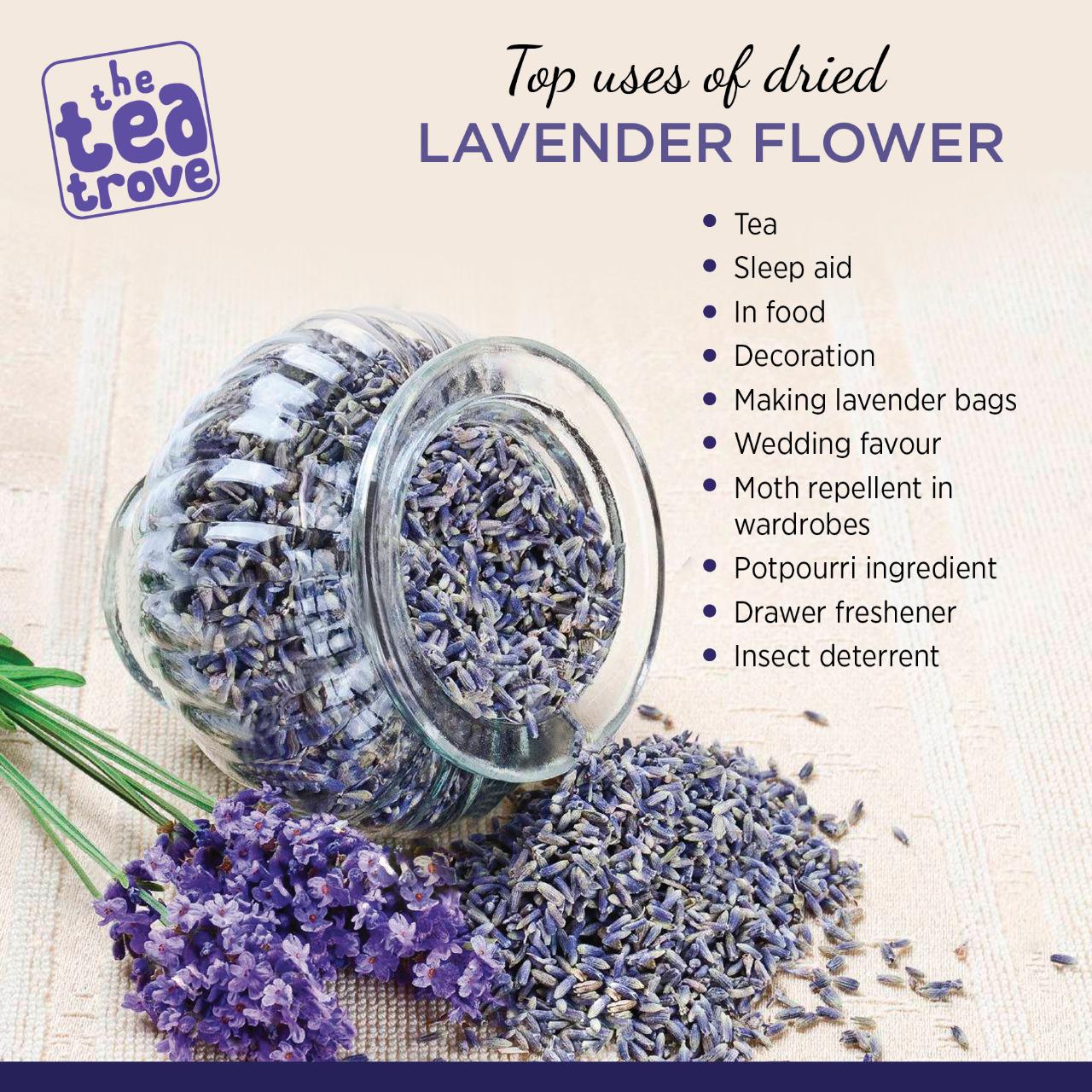 lavender flower tea The Tea Trove Lavender Tea (30 Gms) | Organic Lavender Flowers Dried Perfect for Tea, Baking, Lemonade, DIY Beauty, Soap Making & Fresh Fragrance