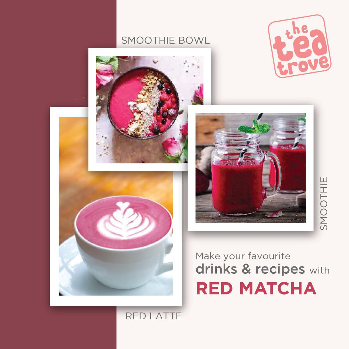 The Tea Trove Red Matcha Latte Blend (30 g, 30 Cups) | Organic Plant ...